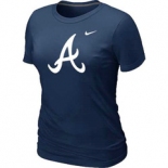 Women MLB Atlanta Braves D.Blue Nike Blended T-Shirt