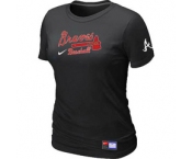 Women MLB Atlanta Braves Nike Black Short Sleeve Practice T-Shirt