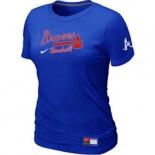 Women MLB Atlanta Braves Nike Blue Short Sleeve Practice T-Shirt