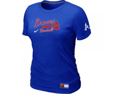 Women MLB Atlanta Braves Nike Blue Short Sleeve Practice T-Shirt