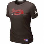 Women MLB Atlanta Braves Nike Brown Short Sleeve Practice T-Shirt