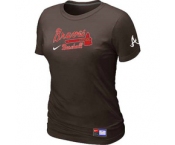 Women MLB Atlanta Braves Nike Brown Short Sleeve Practice T-Shirt