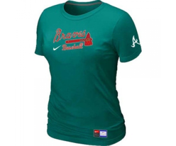 Women MLB Atlanta Braves Nike L.Green Short Sleeve Practice T-Shirt