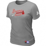 Women MLB Atlanta Braves Nike L.Grey Short Sleeve Practice T-Shirt