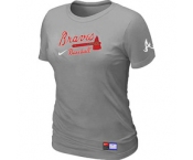 Women MLB Atlanta Braves Nike L.Grey Short Sleeve Practice T-Shirt