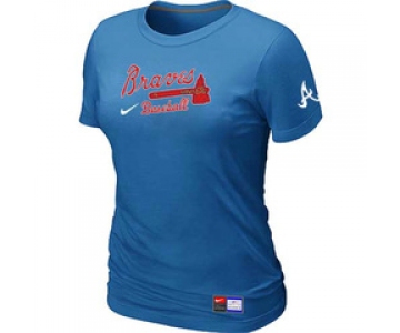 Women MLB Atlanta Braves Nike L.blue Short Sleeve Practice T-Shirt