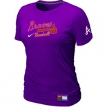 Women MLB Atlanta Braves Nike Purple Short Sleeve Practice T-Shirt