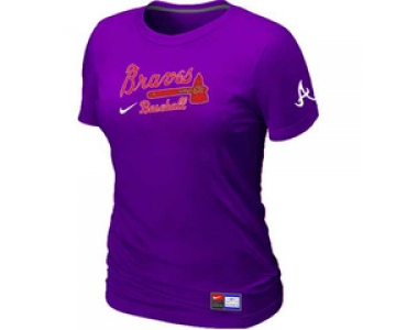 Women MLB Atlanta Braves Nike Purple Short Sleeve Practice T-Shirt