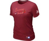 Women MLB Atlanta Braves Nike Red Short Sleeve Practice T-Shirt