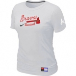 Women MLB Atlanta Braves Nike White Short Sleeve Practice T-Shirt