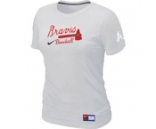 Women MLB Atlanta Braves Nike White Short Sleeve Practice T-Shirt