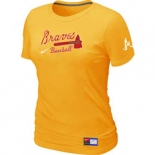 Women MLB Atlanta Braves Nike Yellow Short Sleeve Practice T-Shirt