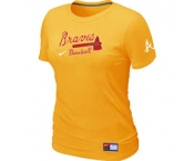 Women MLB Atlanta Braves Nike Yellow Short Sleeve Practice T-Shirt