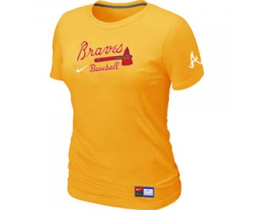 Women MLB Atlanta Braves Nike Yellow Short Sleeve Practice T-Shirt