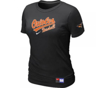 Women MLB Baltimore Orioles Nike Black Short Sleeve Practice T-Shirt