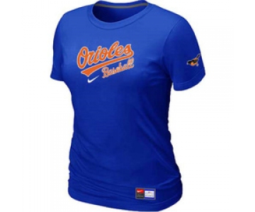 Women MLB Baltimore Orioles Nike Blue Short Sleeve Practice T-Shirt