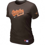 Women MLB Baltimore Orioles Nike Brown Short Sleeve Practice T-Shirt