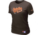 Women MLB Baltimore Orioles Nike Brown Short Sleeve Practice T-Shirt