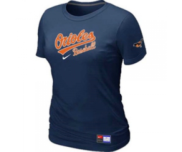 Women MLB Baltimore Orioles Nike D.Blue Short Sleeve Practice T-Shirt