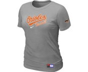 Women MLB Baltimore Orioles Nike L.Grey Short Sleeve Practice T-Shirt