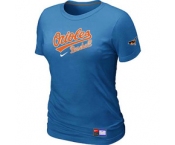 Women MLB Baltimore Orioles Nike L.blue Short Sleeve Practice T-Shirt