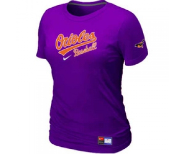 Women MLB Baltimore Orioles Nike Purple Short Sleeve Practice T-Shirt