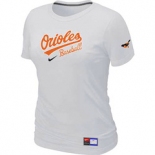 Women MLB Baltimore Orioles Nike White Short Sleeve Practice T-Shirt