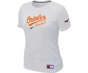 Women MLB Baltimore Orioles Nike White Short Sleeve Practice T-Shirt