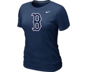 Women MLB Boston Red Sox Heathered Nike D.Blue  Blended T-Shirt