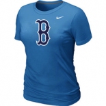 Women MLB Boston Red Sox Heathered Nike L.blue Blended T-Shirt