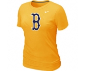 Women MLB Boston Red Sox Heathered Nike Yellow Blended T-Shirt