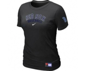 Women MLB Boston Red Sox Nike Black Short Sleeve Practice T-Shirt