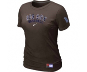 Women MLB Boston Red Sox Nike Brown Short Sleeve Practice T-Shirt