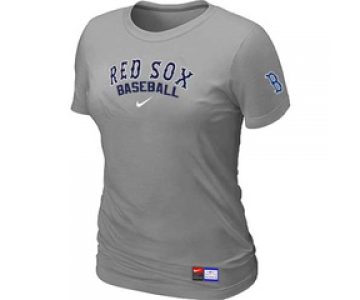 Women MLB Boston Red Sox Nike L.Grey Short Sleeve Practice T-Shirt