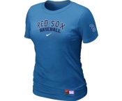 Women MLB Boston Red Sox Nike L.blue Short Sleeve Practice T-Shirt