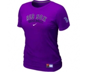 Women MLB Boston Red Sox Nike Purple Short Sleeve Practice T-Shirt