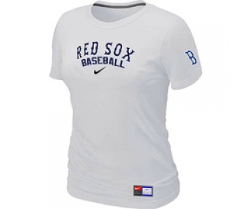 Women MLB Boston Red Sox Nike White Short Sleeve Practice T-Shirt