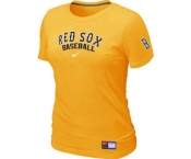 Women MLB Boston Red Sox Nike Yellow Short Sleeve Practice T-Shirt