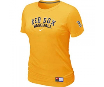 Women MLB Boston Red Sox Nike Yellow Short Sleeve Practice T-Shirt