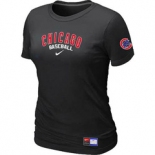 Women MLB Chicago Cubs Nike Black Short Sleeve Practice T-Shirt