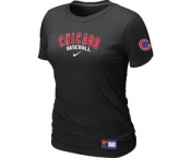 Women MLB Chicago Cubs Nike Black Short Sleeve Practice T-Shirt