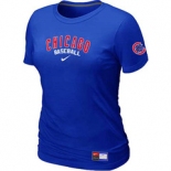 Women MLB Chicago Cubs Nike Blue Short Sleeve Practice T-Shirt