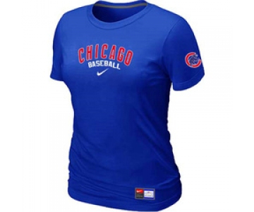 Women MLB Chicago Cubs Nike Blue Short Sleeve Practice T-Shirt