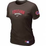 Women MLB Chicago Cubs Nike Brown Short Sleeve Practice T-Shirt