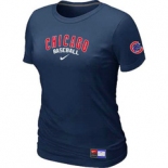 Women MLB Chicago Cubs Nike D.Blue Short Sleeve Practice T-Shirt