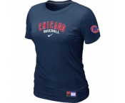 Women MLB Chicago Cubs Nike D.Blue Short Sleeve Practice T-Shirt