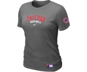 Women MLB Chicago Cubs Nike D.Grey Short Sleeve Practice T-Shirt