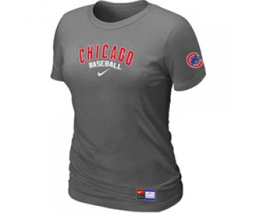 Women MLB Chicago Cubs Nike D.Grey Short Sleeve Practice T-Shirt