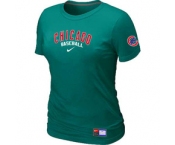 Women MLB Chicago Cubs Nike L.Green Short Sleeve Practice T-Shirt