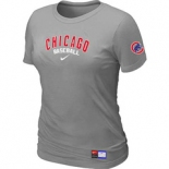 Women MLB Chicago Cubs Nike L.Grey Short Sleeve Practice T-Shirt